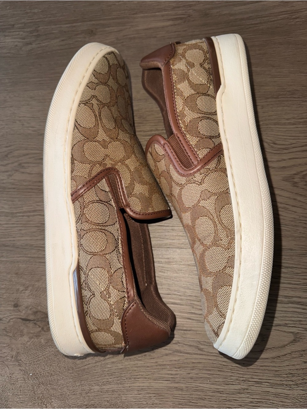 ‼️SOLD‼️Coach Women’s Tan Brown Monogram Slip-On Sneakers Logo Jacquard Canvas - Picture 7 of 13